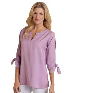 Soft Surroundings M Tencel Tunic Top Cold Shoulder Tie Sleeve